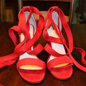 FINAL OFFER! - Carcuume Ellery Red Suede Lace-up Heels - size 10